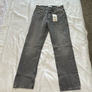 Zara grey TRF STRAIGHT LEG JEANS WITH A HIGH WAIST